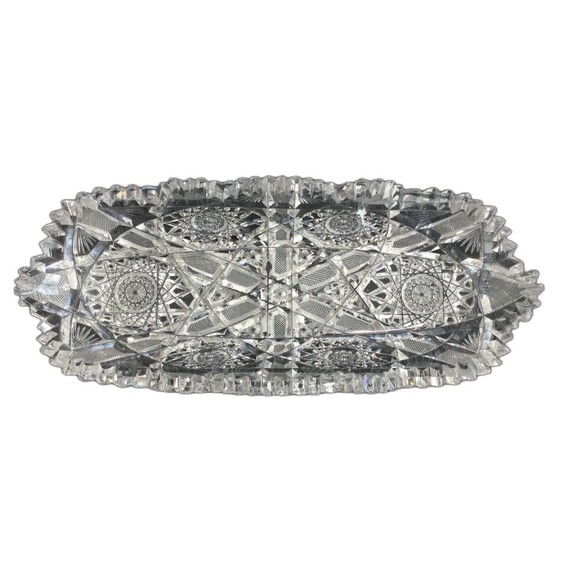 Sawtooth Cut Crystal 10.5” (approximate.) Long Celery Serving Dish. - Picture 1 of 11